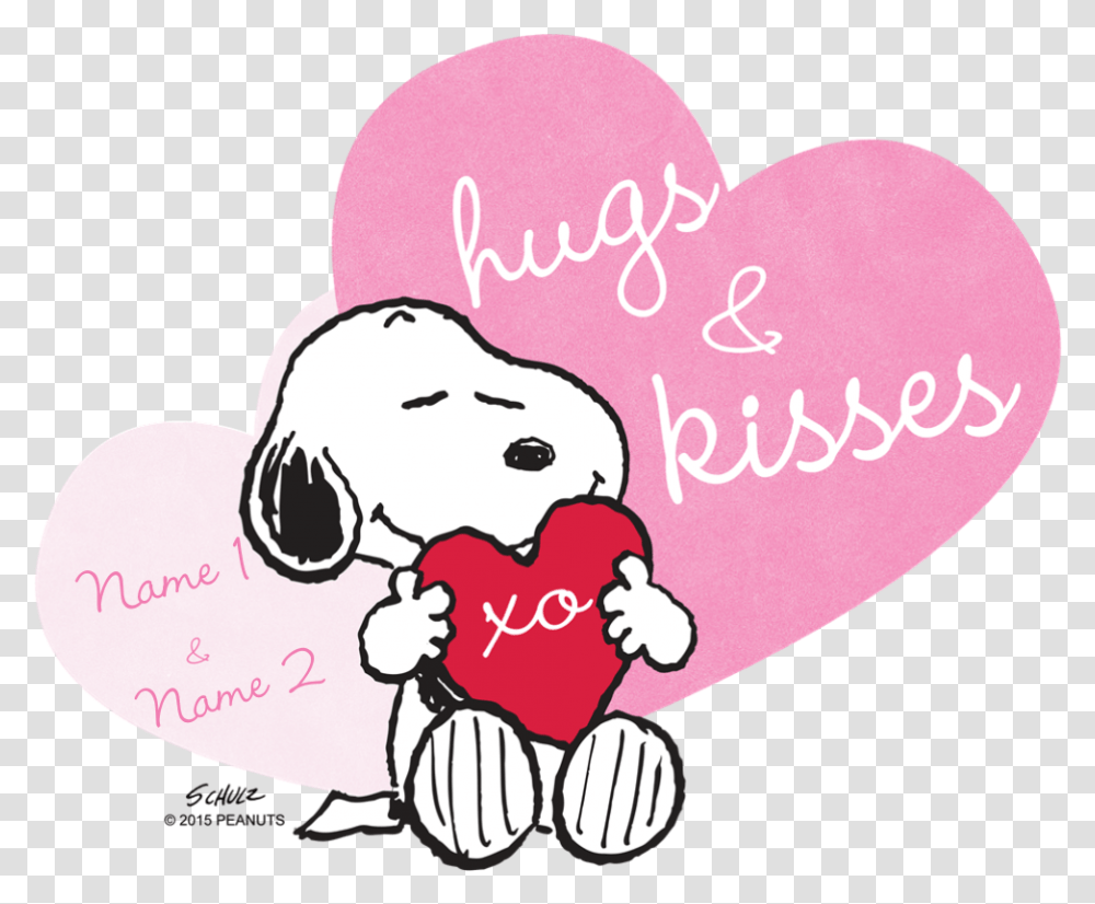 Snoopy Hugs And Kisses, Heart, Drawing, Word Transparent Png