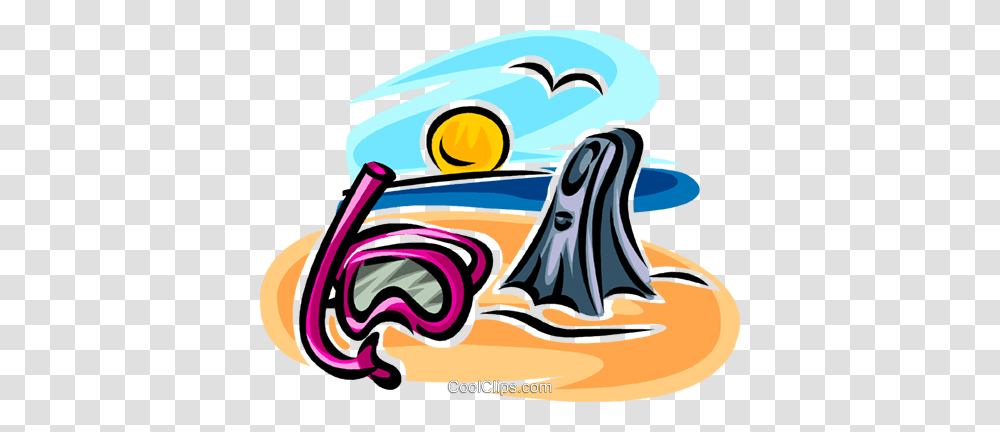 Snorkel Mask And Diving Fins Royalty Free Vector Clip Art, Animal, Sea Life, Goggles Transparent Png