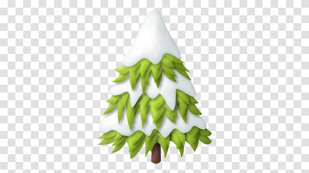 Snow And Ice Snowy Christmas Tree Clipart Gambar Pohon Bersalju, Plant, Flower, Blossom, Fruit Transparent Png