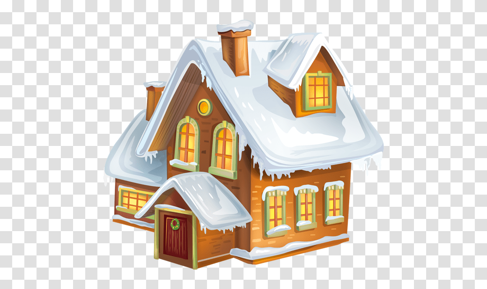 Snow Clipart Winter Snow Clipart Cabin House Winter Clipart, Housing, Building, Cookie, Food Transparent Png