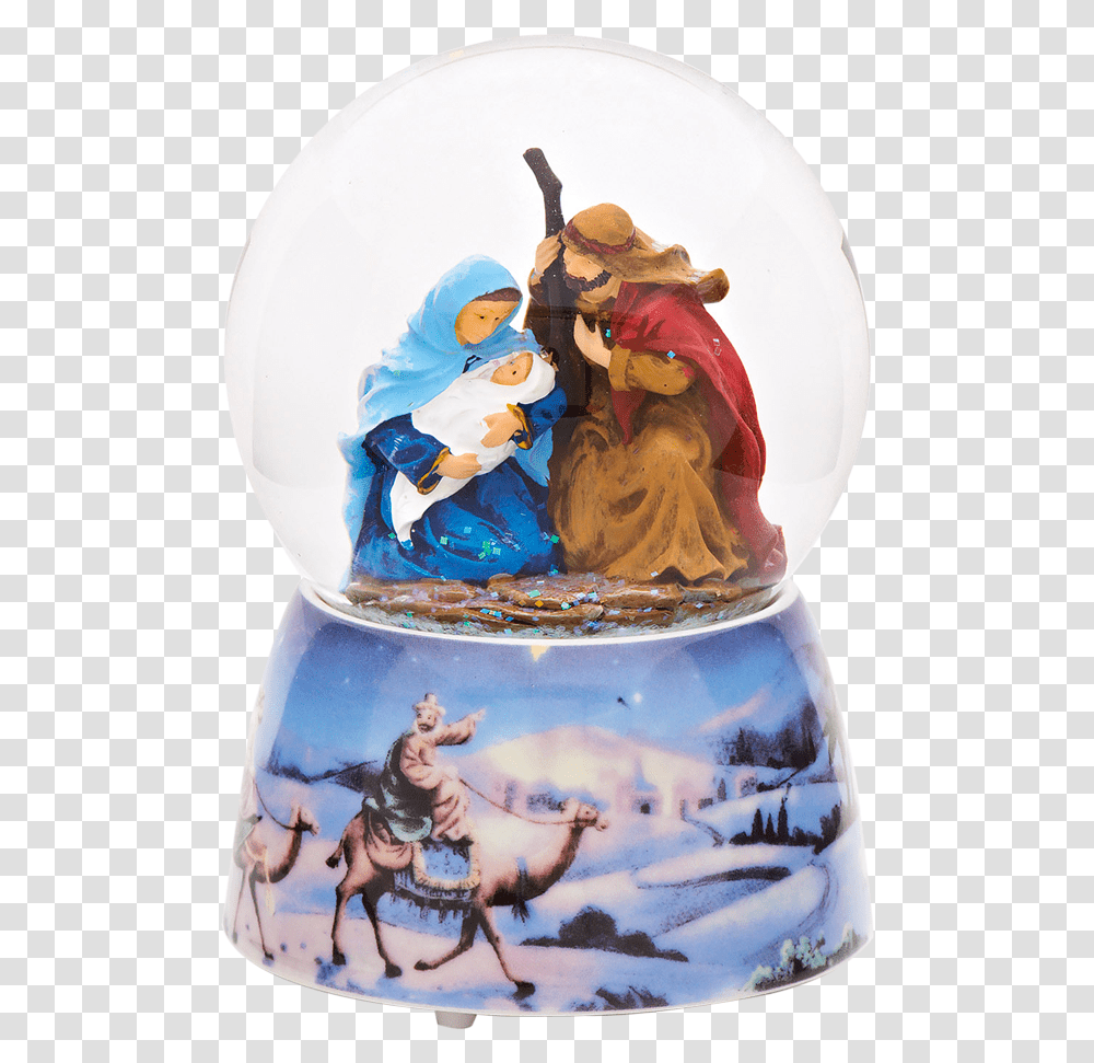 Snow Globe With Nativity Scene Inside, Figurine, Porcelain, Pottery Transparent Png