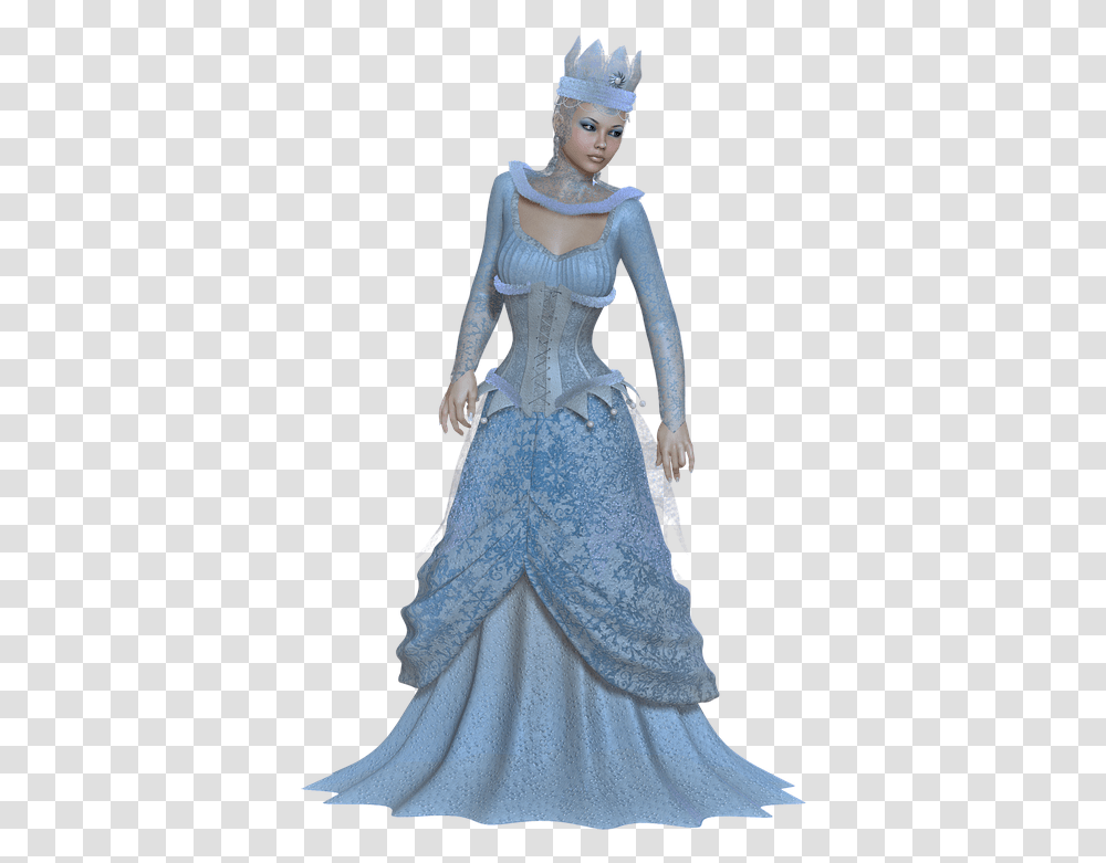 Snow Queen Maiden Free Image On Pixabay Figurine, Clothing, Apparel, Sleeve, Evening Dress Transparent Png