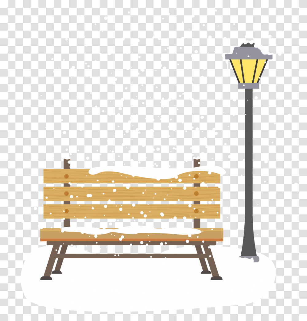 Snow Seats Street Lights And Vector Image Illustration, Furniture, Bench, Park Bench, Crib Transparent Png