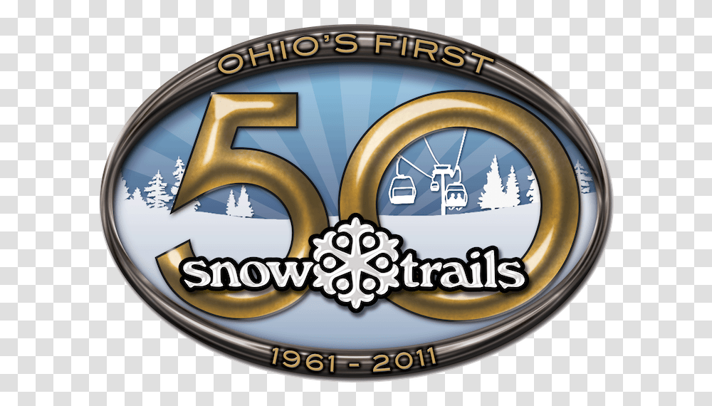 Snow Trails 50th Anniversary Logo 1961 2011 Emblem, Label, Clock Tower Transparent Png
