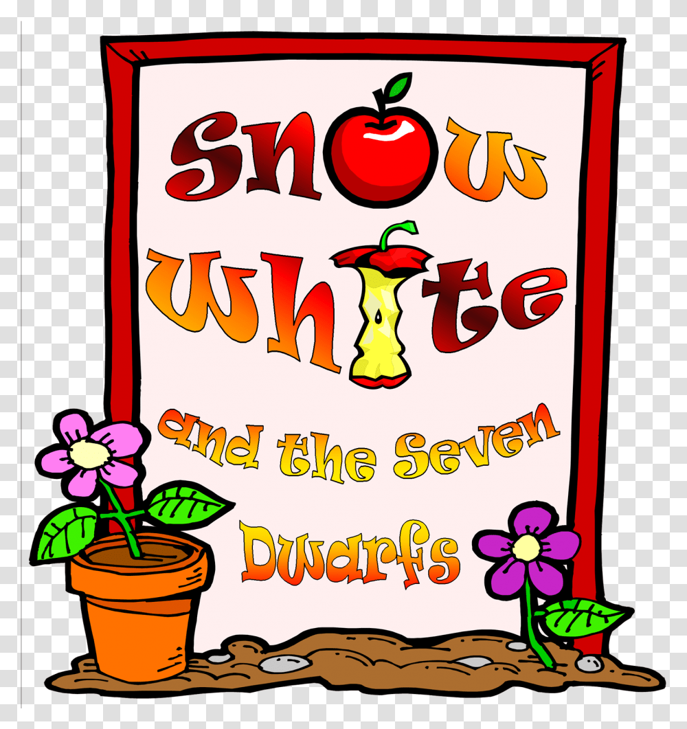 Snow White And The Seven Dwarfs Snow White And The Seven Dwarfs Pantos, Label, Alphabet, Food Transparent Png