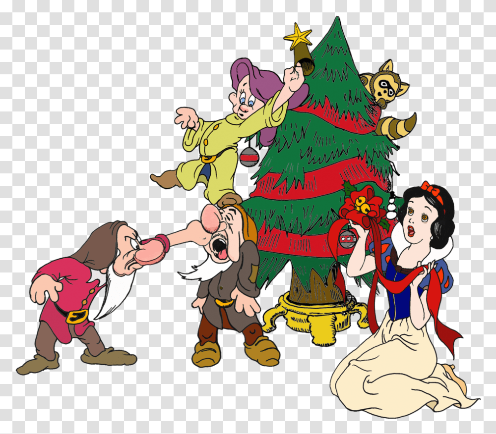 Snow White With Grumpy Sneezy And Dopey Snow White Woman Sneezy, Tree, Plant, Person, Human Transparent Png