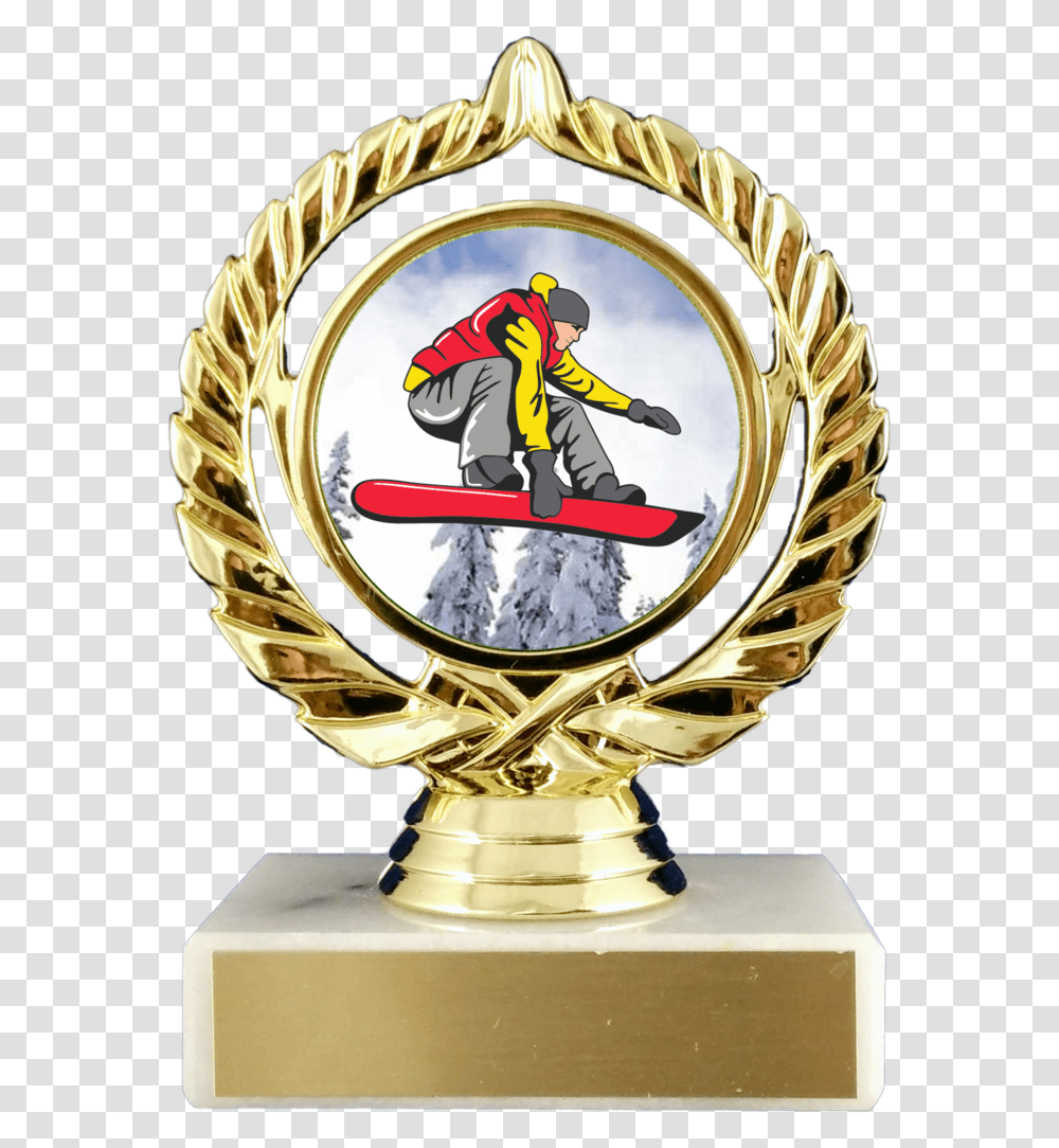 Snowboarding Logo Trophy On Marble Base Pancake Trophy, Person, Human, Helmet Transparent Png