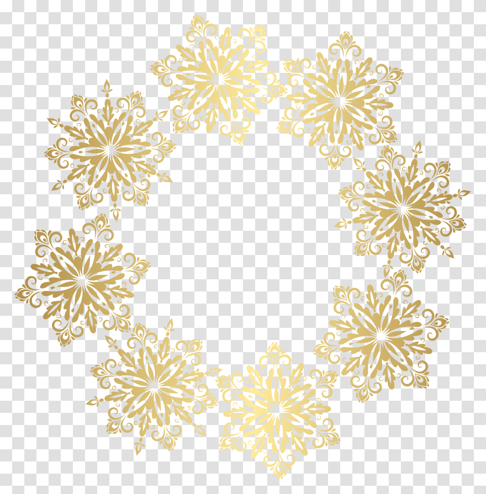Snowflake Border Gold Snowflakes Image, Pattern, Ornament, Rug Transparent Png