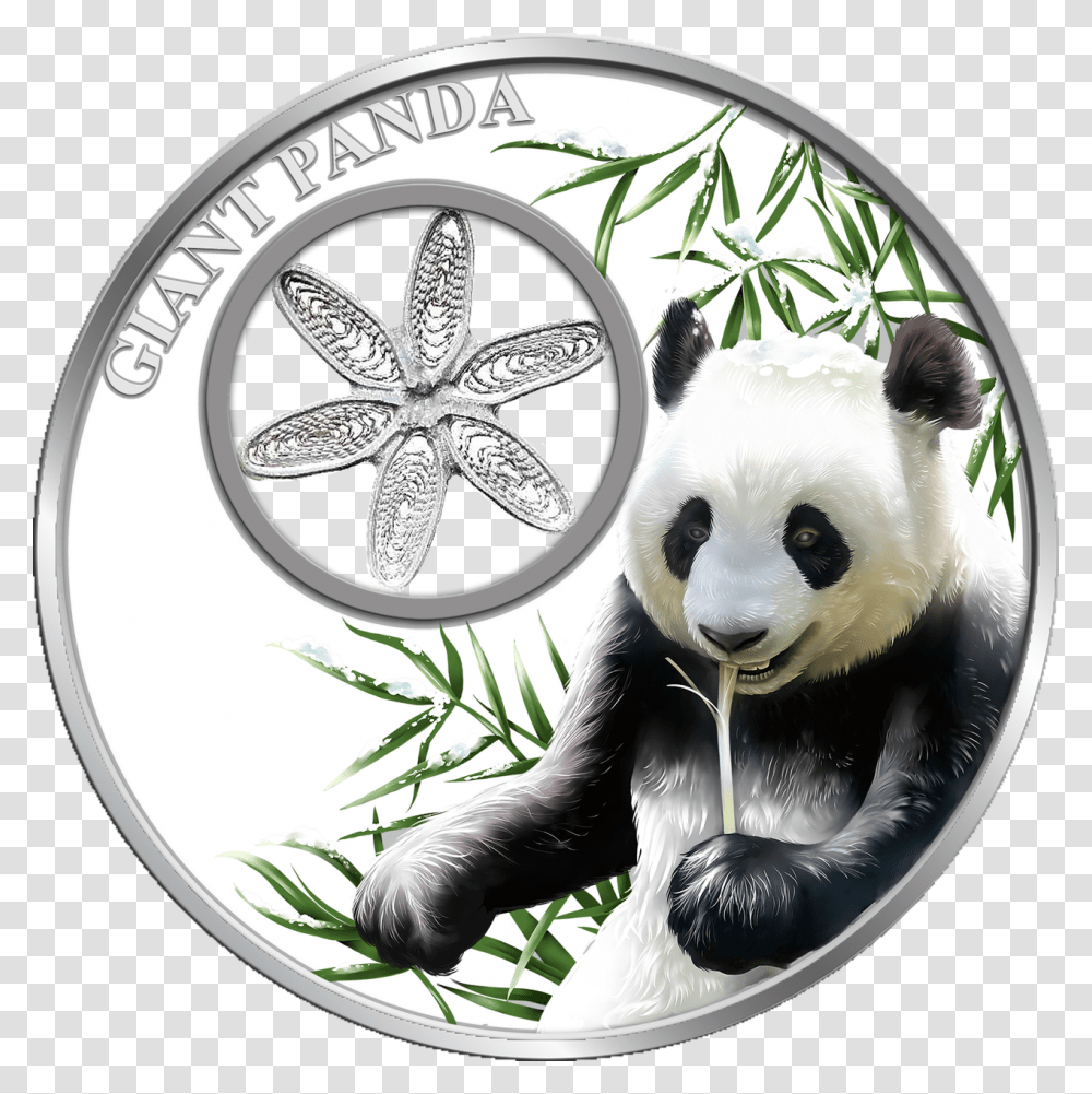 Snowflake Panda Bear 1oz Silver Filigree Coin Tokelau Coin, Mammal, Animal, Wildlife, Giant Panda Transparent Png