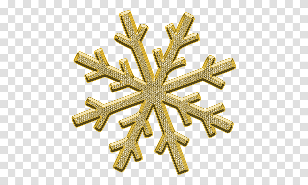 Snowflake Snow Decor Free Picture Gold Snowflakes, Cross, Crystal Transparent Png