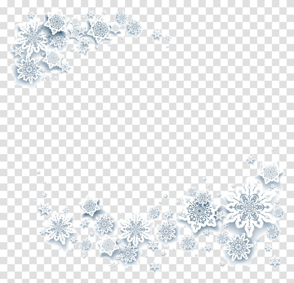 Snowflakes Frame Ftestickers Christmas Winter Snow Crystal White Background, Lace Transparent Png