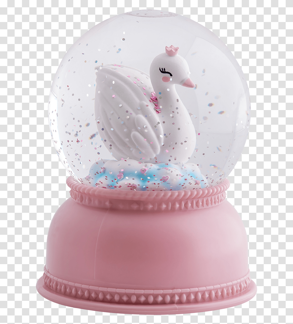 Snowglobe Light Swan Snow Globe Pink Swan, Dessert, Food, Birthday Cake, Wedding Cake Transparent Png