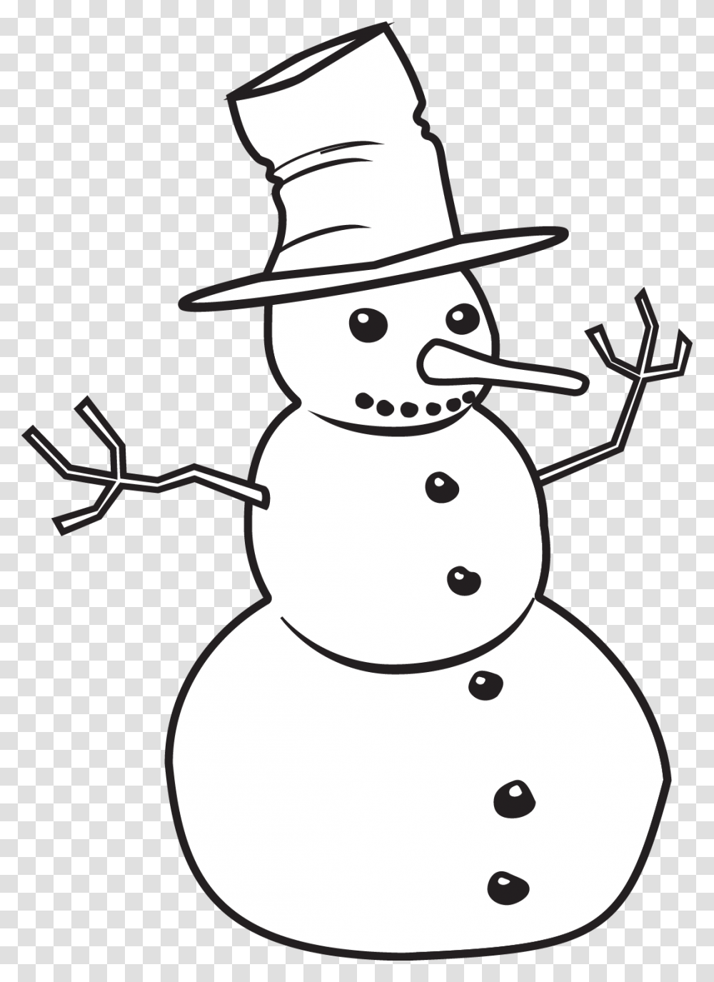 Snowman Clipart Black And White, Nature, Outdoors, Winter, Mountain Transparent Png