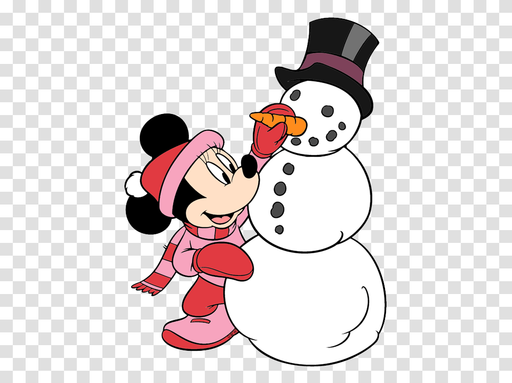 Snowman Clipart Mickey Minnie Mouse In Winter, Nature, Outdoors, Apparel Transparent Png