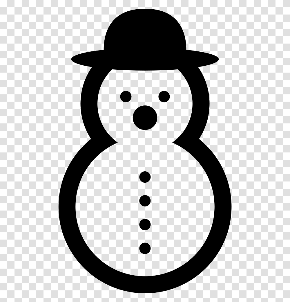 Snowman Of Rounded Shape With Rounded Hat Snowman Black Amp White, Number, Stencil Transparent Png