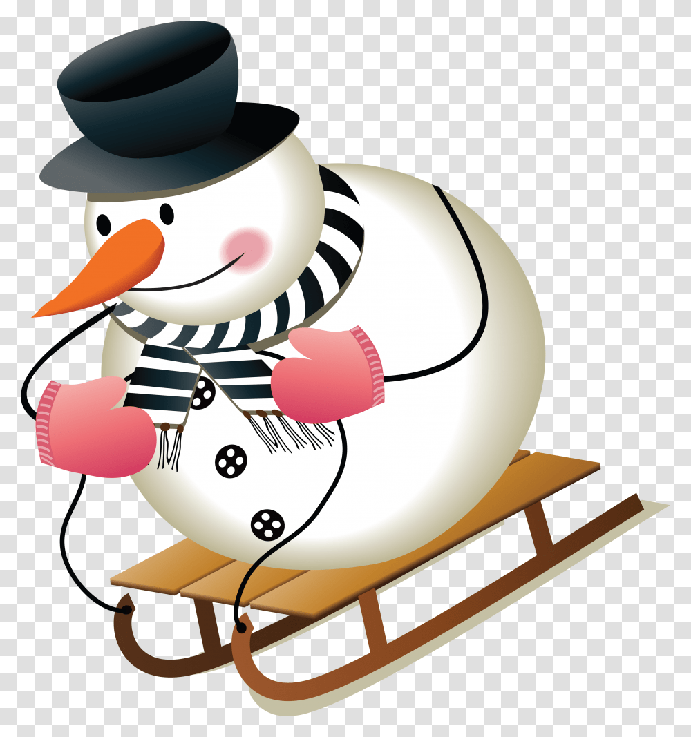 Snowman, Outdoors, Nature, Winter, Sled Transparent Png