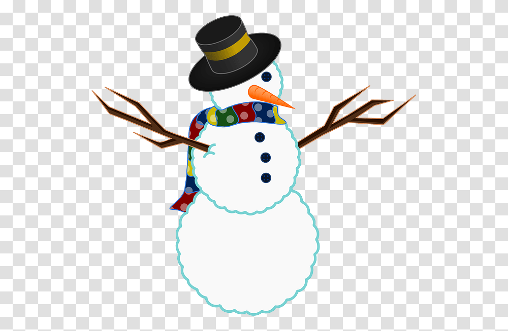 Snowman Winter Snow Twigs Buttons Carrot Scarf Free Clip Art Snowman, Nature, Outdoors, Hat Transparent Png