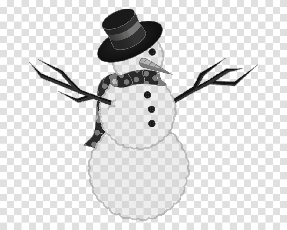 Snowman Winter Snow Twigs Buttons Carrot Scarf Snowman Clipart, Nature, Outdoors, Apparel Transparent Png