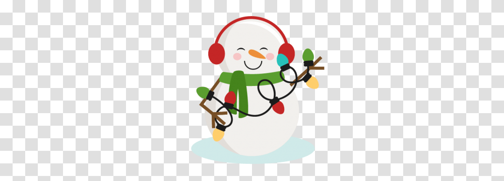 Snowman With Christmas Lights Cutting For Scrapbooking, Outdoors, Nature, Winter, Ice Transparent Png