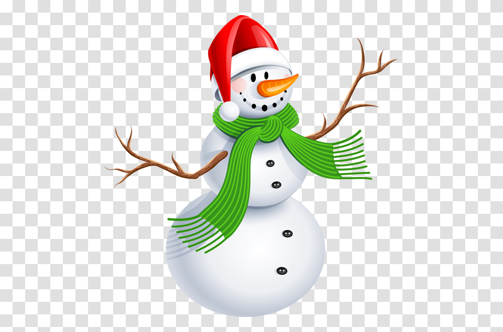 Snowman With Green Scarf Clipart Picture, Nature, Outdoors, Winter Transparent Png