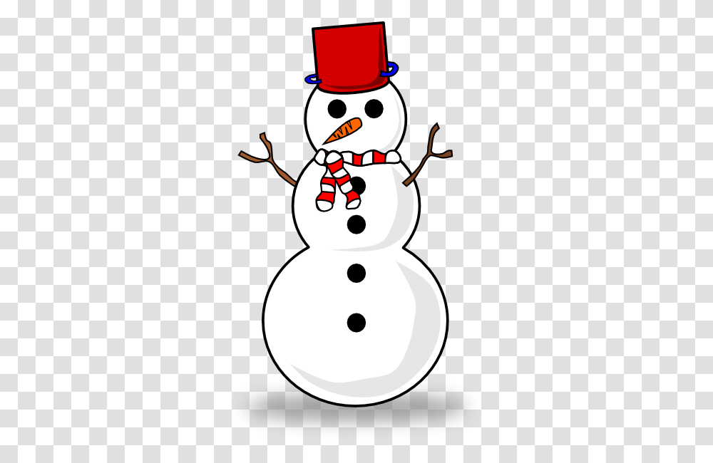 Snowman With Red Top Hat Clip Art, Nature, Outdoors, Winter Transparent Png