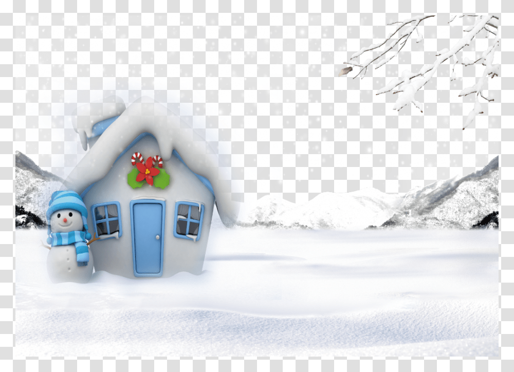 Snowman With Snow House, Nature, Outdoors, Toy, Ice Transparent Png