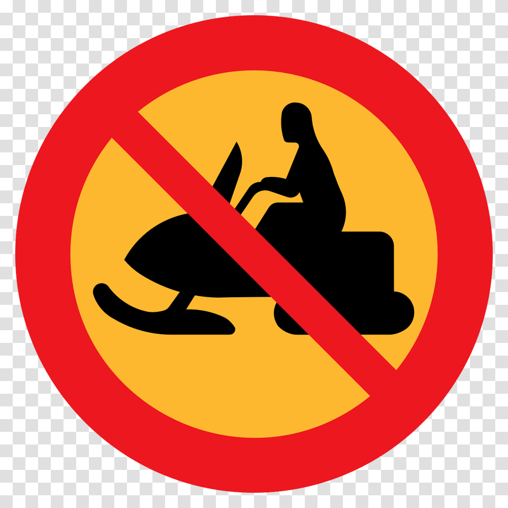 Snowmobile Prohibited Forbidden Not Allowed No Cars Clipart, Sign, Road Sign, Person Transparent Png