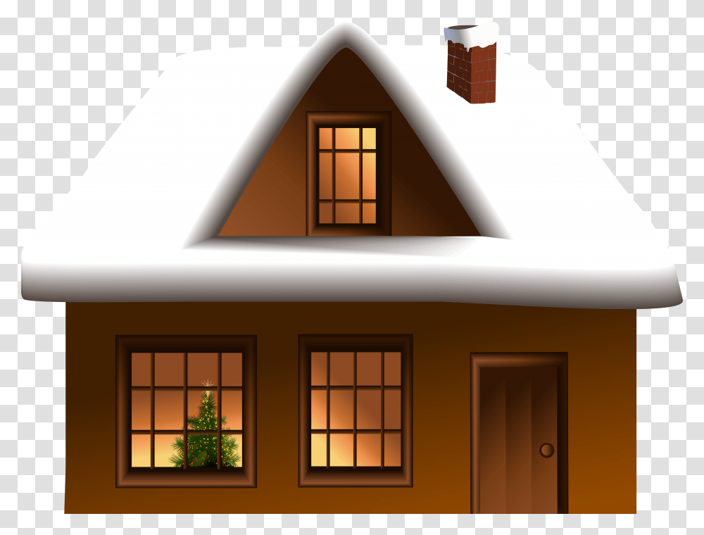 Snowy House Clipart Winter Home, Housing, Building, Cottage, Plant Transparent Png