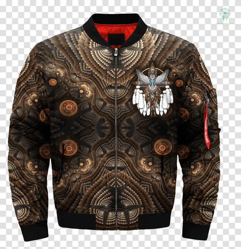 Snowy Owl Native American Mandala Over Print Bomber Wolven Trio Anne Stokes, Apparel, Jacket, Coat Transparent Png