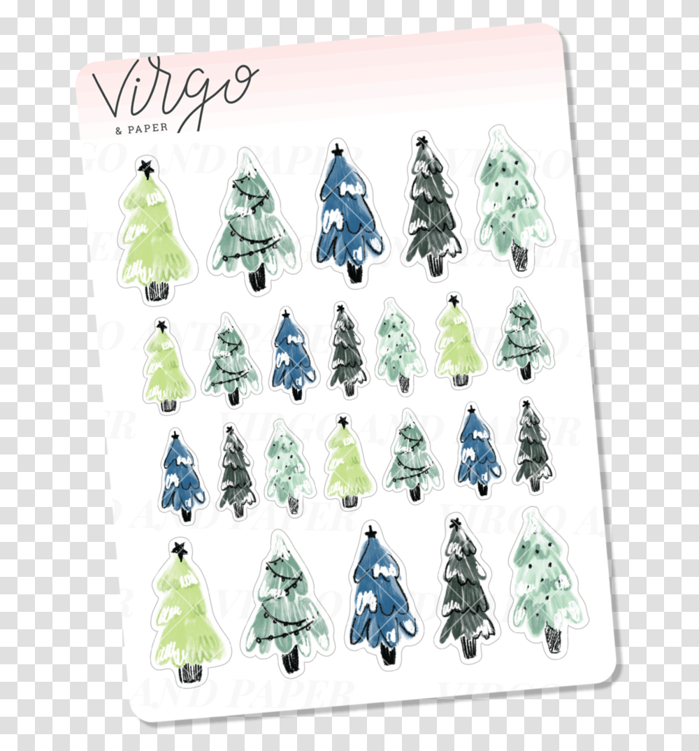 Snowy Trees Mini Sheet Of Planner Stickers Christmas Tree, Clothing, Apparel, Coat, Raincoat Transparent Png