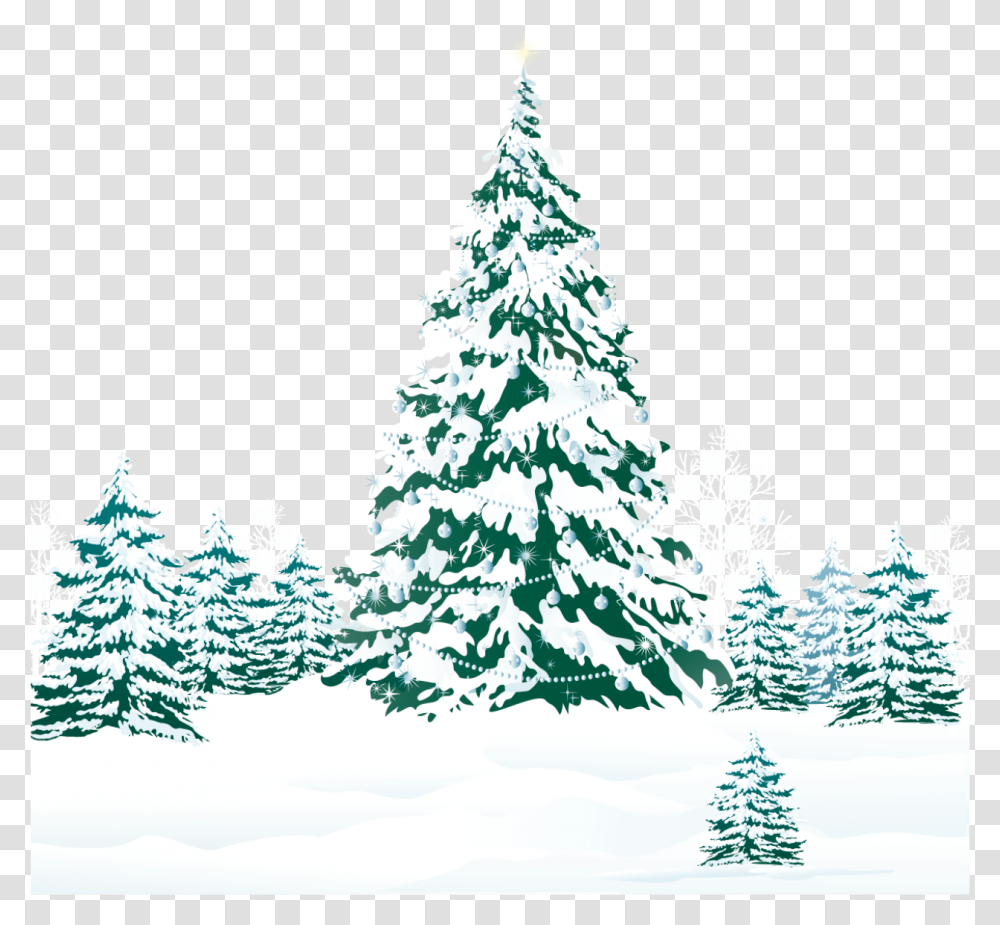 Snowy Winter Ground With Trees Clipart Image Snowy Pine Tree Clipart, Plant, Ornament, Christmas Tree, Fir Transparent Png