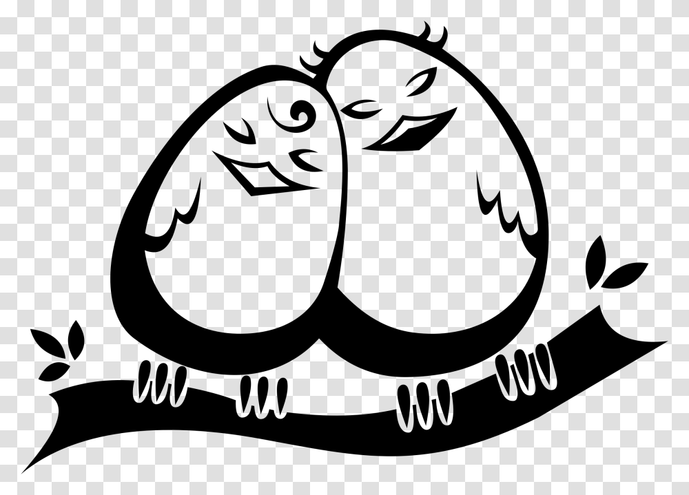 Snuggling Love Birds Clip Arts Love Clipart Black And White, Gray, World Of Warcraft Transparent Png