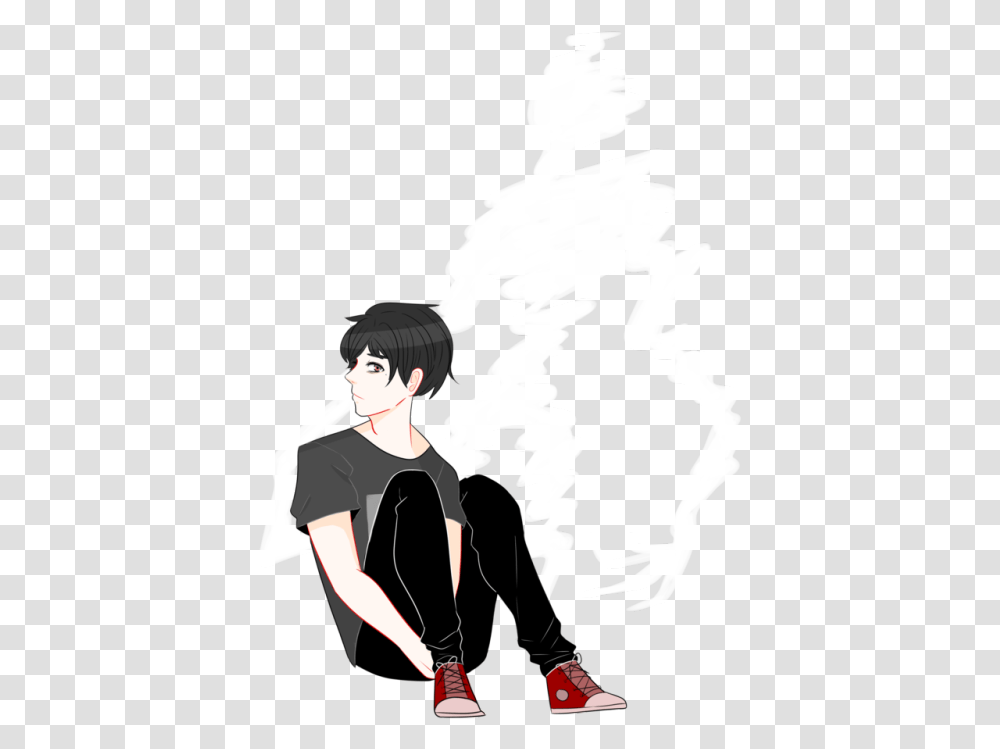So I Started To Read Ajin Anime Boy Sitting, Shoe, Footwear, Apparel Transparent Png
