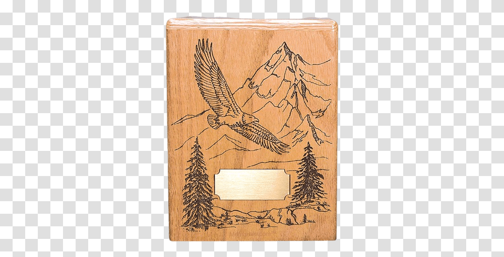 Soaring Eagle Oak Wood Cremation Urn Osprey, Bird, Animal, Text, Rug Transparent Png