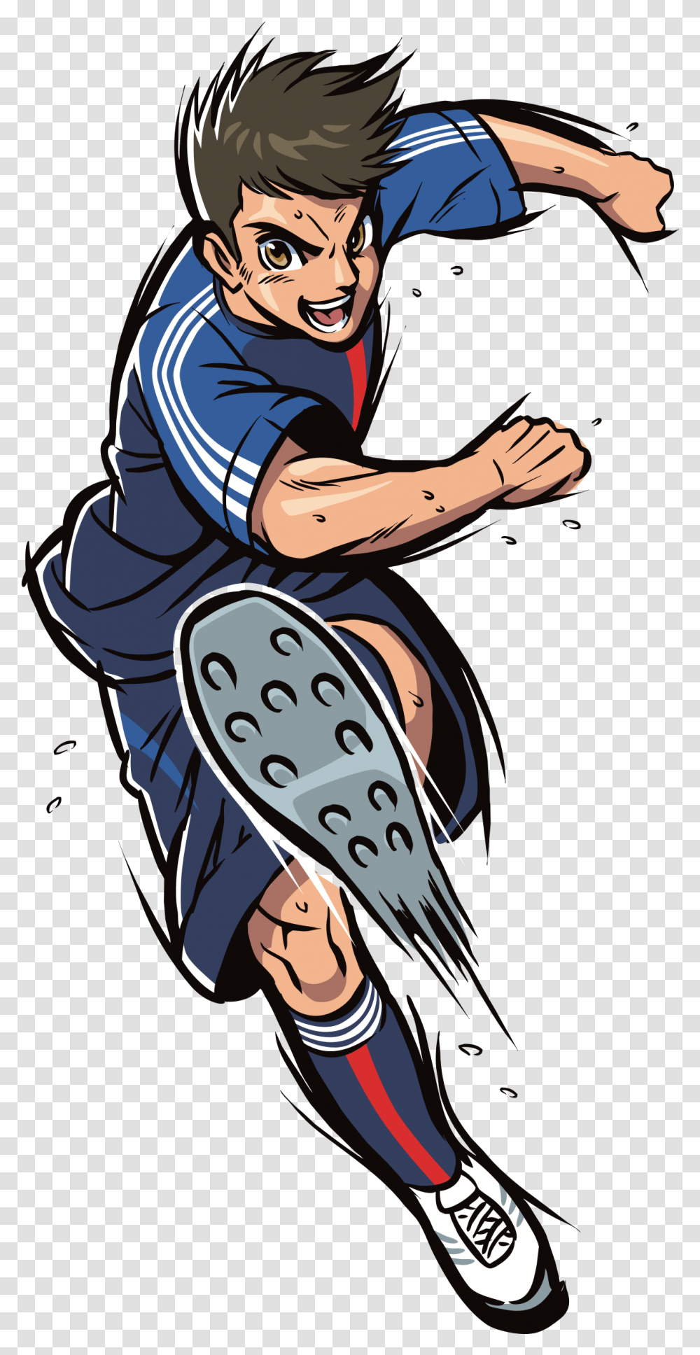 Soccer Clipart Character Soccer Player Cartoon Cartoon Character Playing Football, Person, Outdoors, Clothing, Comics Transparent Png