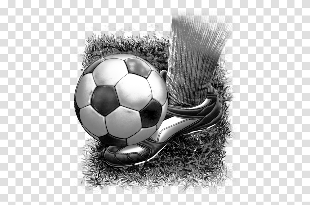 Soccer Fabric Foot Kicking The Ball Black And White Football, Soccer Ball, Team Sport, Person, People Transparent Png