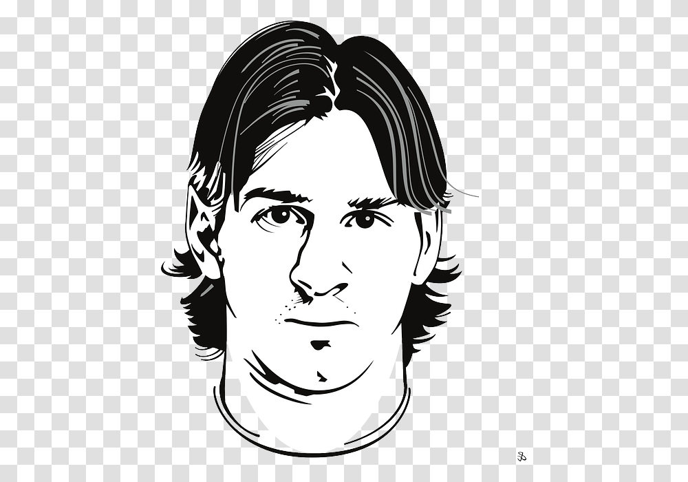 Soccer Face Cartoon Sports Football Celebrity Fc Barcelona, Stencil, Person, Human, Label Transparent Png