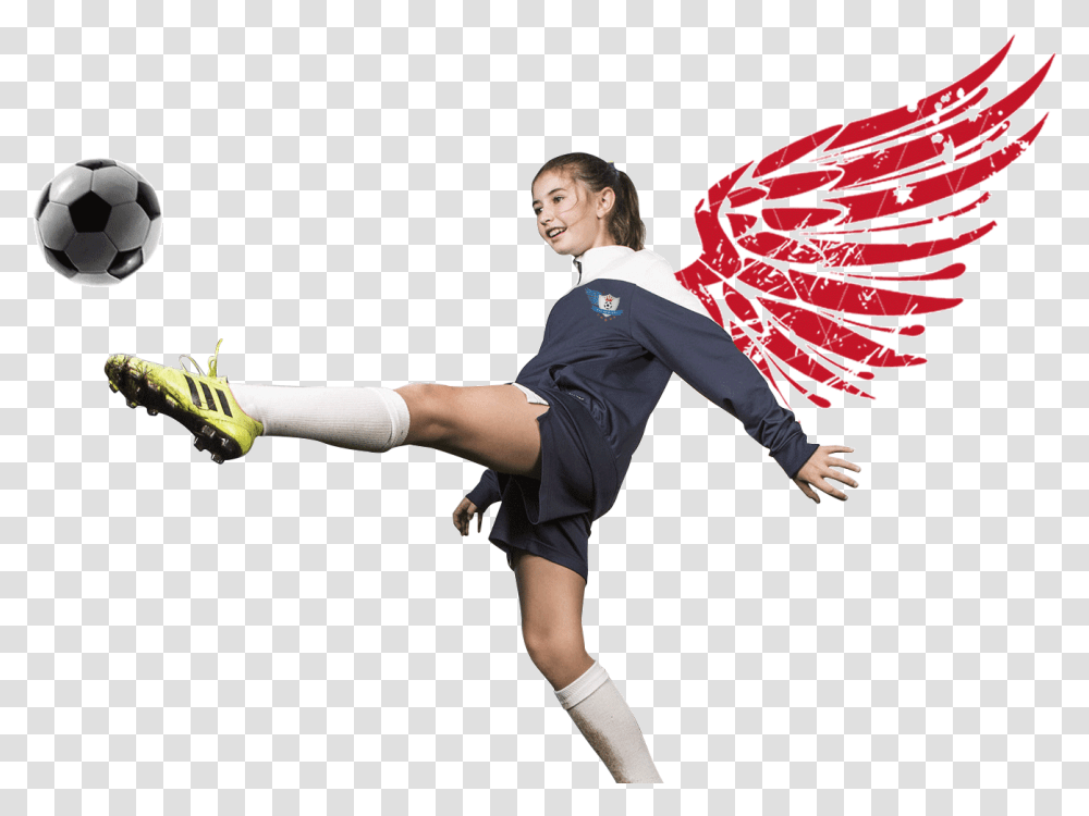 Soccer Girl Kick American Football, Person, Human, Soccer Ball, Team Sport Transparent Png