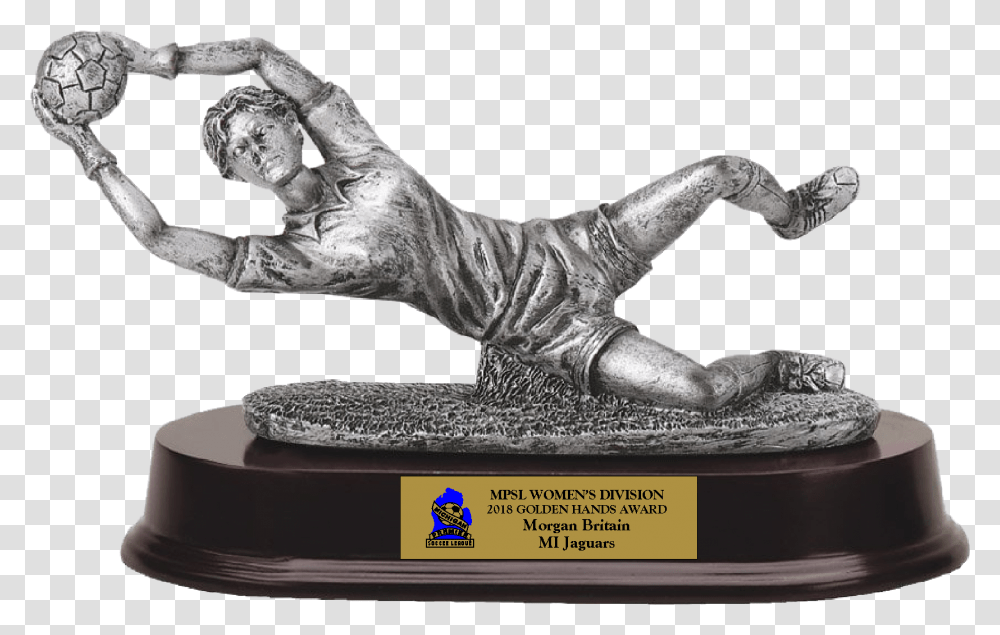 Soccer Goalkeeper Women Soccer Trophy, Person, Human, Sculpture Transparent Png