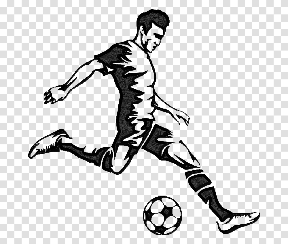 Soccer Player Black And White Clipart, Person, Human, People, Leisure Activities Transparent Png