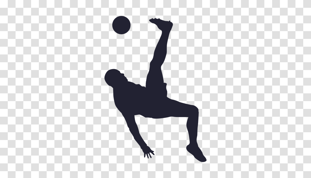 Soccer Player Kicking Silhouette, Person, Sport, Leisure Activities, Ball Transparent Png