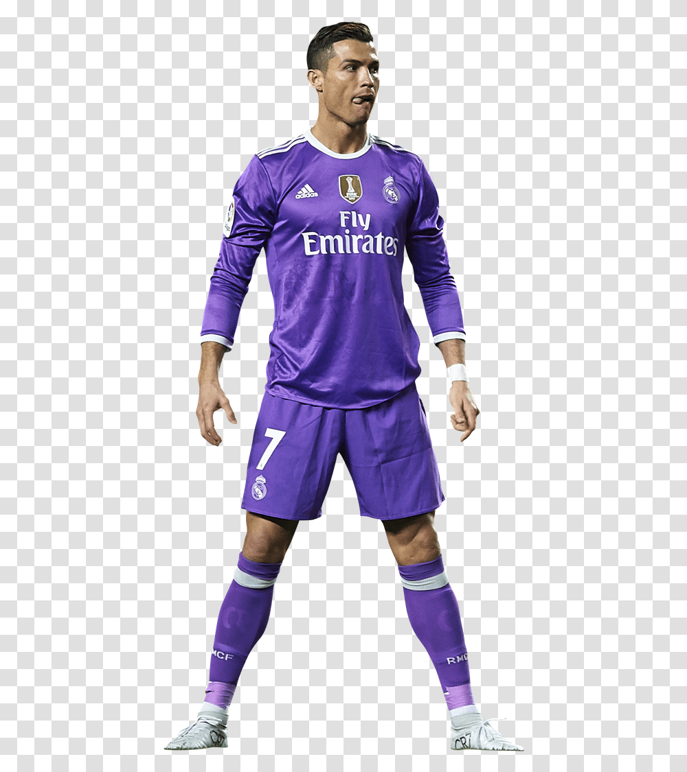 Soccer Playerplayerfootball Figureteam Sportsports Cristiano Ronaldo Purple, Sleeve, Long Sleeve, Person Transparent Png