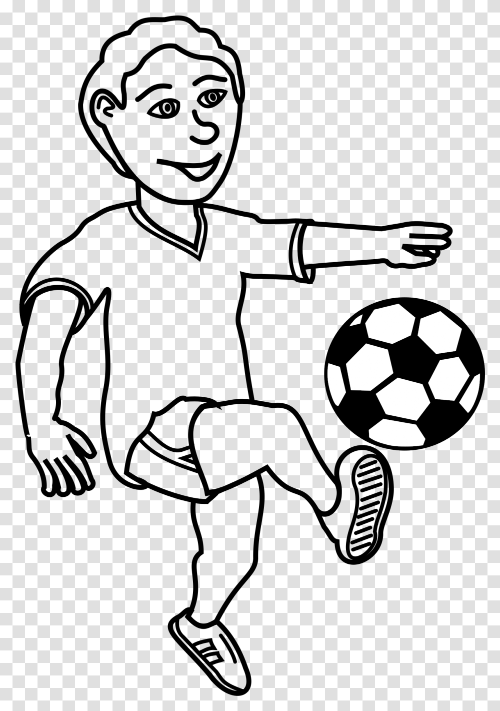Soccer Playing Boy Clip Arts Play Soccer Clipart Black And White, Stencil Transparent Png