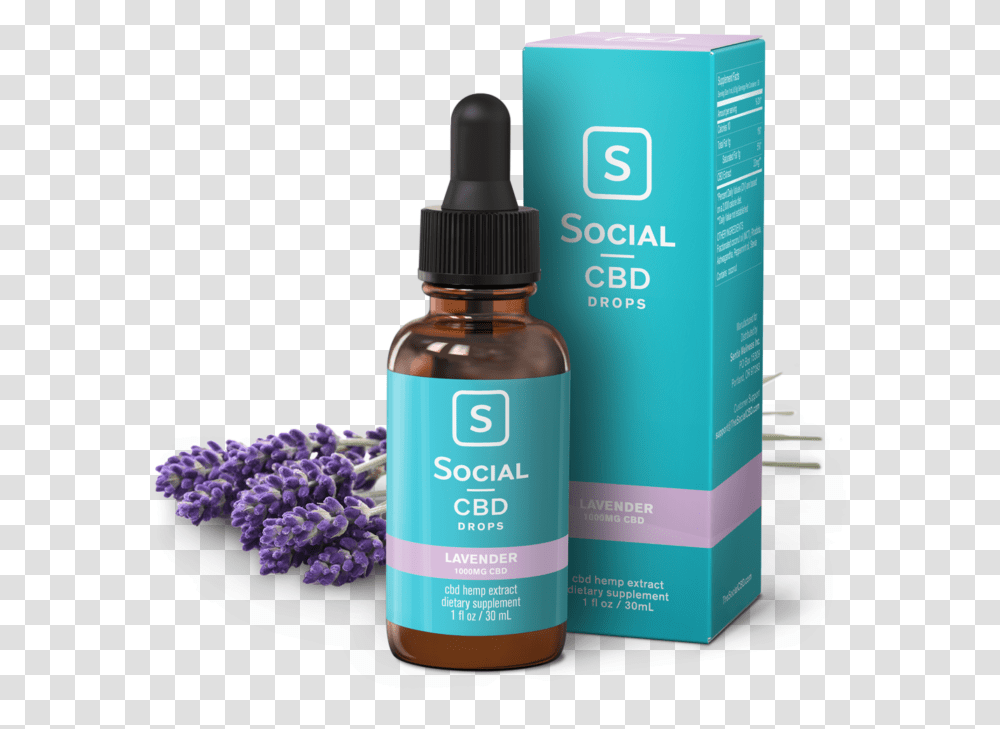 Social Cbd Drops Lavender Cbd Essential Oil Roller, Bottle, Label, Plant Transparent Png
