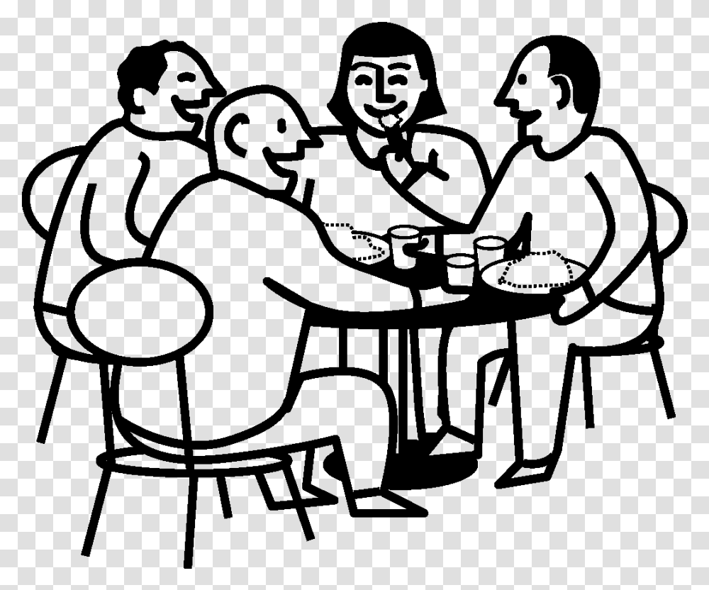 Social Grouppeoplewhiteline And Whitefamily Picturesart People Eating Background, Gray, World Of Warcraft Transparent Png