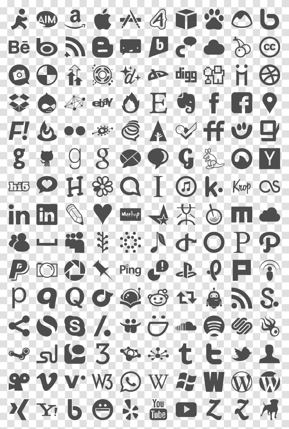 Social Icons Vector, Rug, Silhouette, Stencil Transparent Png