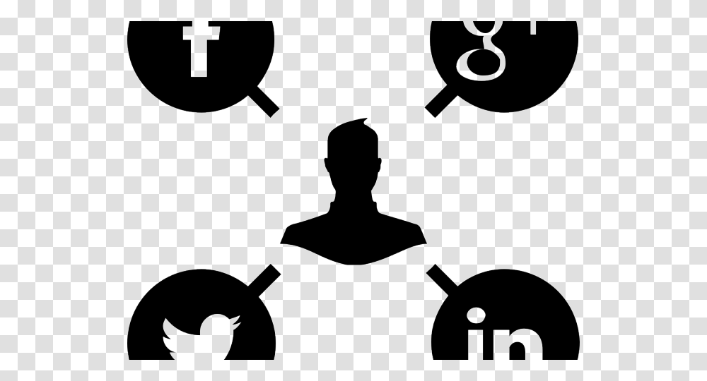 Social Media Clipart Black And White, Silhouette, Stencil, Alphabet Transparent Png