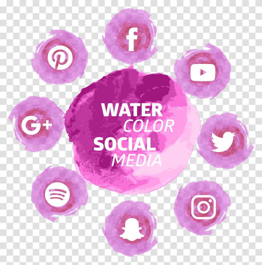Social Media Download Icon Watercolor Tools Transprent Background Watercolor Social Media Icons, Purple, Paper Transparent Png