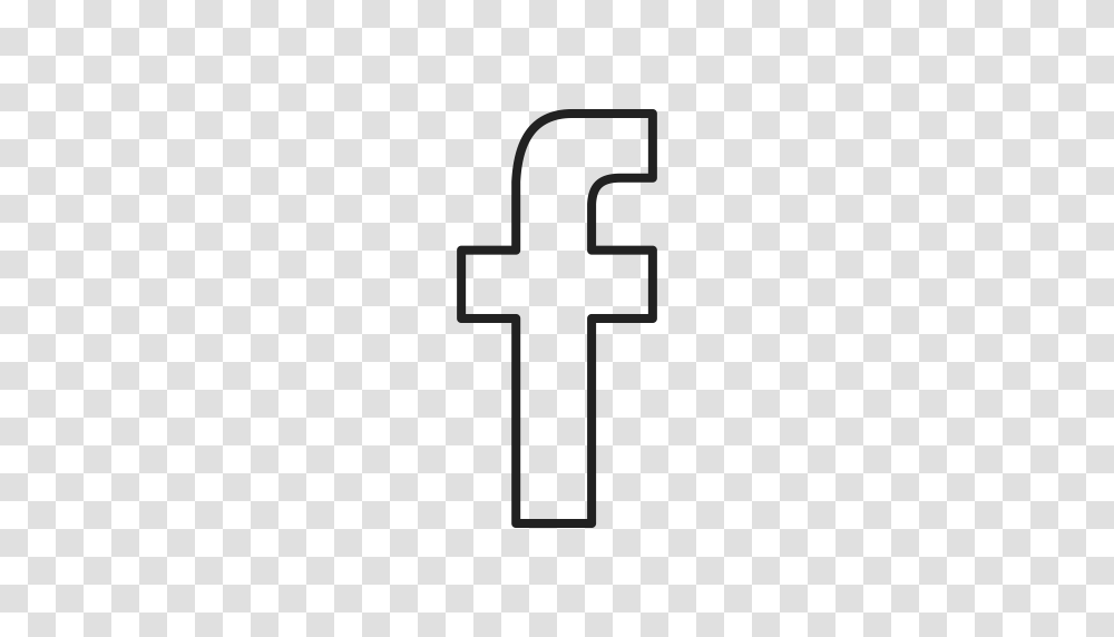 Social Media Facebook Outline Black Icon, Cross, Crucifix Transparent Png