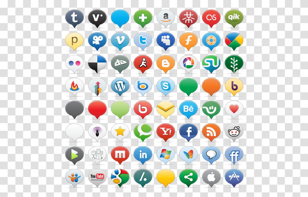 Social Media Icons Balloon, Rug, Pac Man, Angry Birds Transparent Png